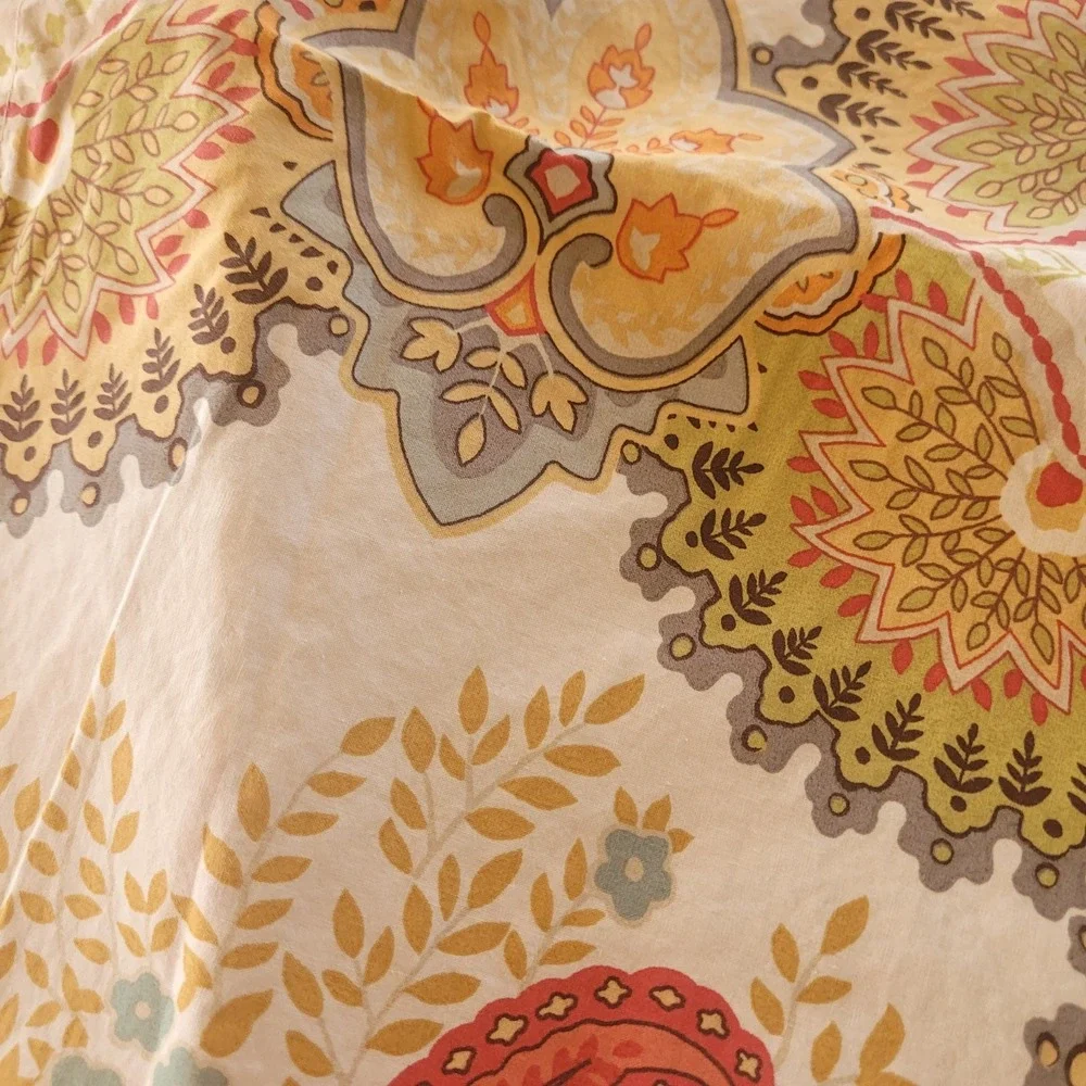 Potterybarn Paisley Abstract Euro Sham Red Green Beige (1) 26x26